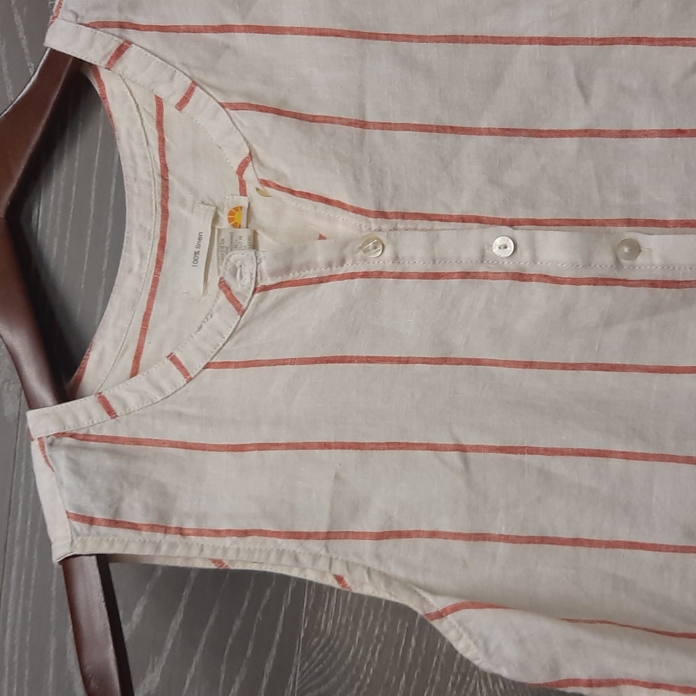 C&C California 100% Linen Button Up Tank Top - image 2